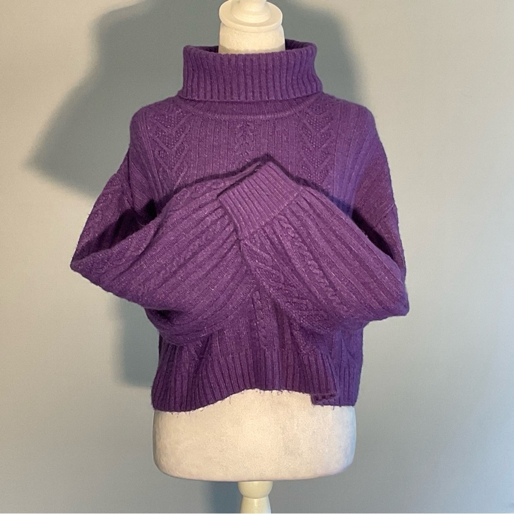 H&M Divided Purple Cable Knit Turtleneck Sweater M - Picture 12 of 16